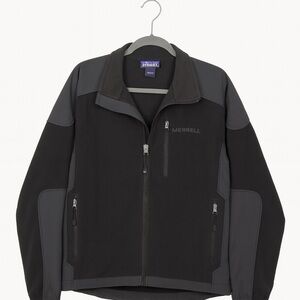 Free Country Mens Softshell Windbreaker Jacket Large Black Gray Fleece Jacket